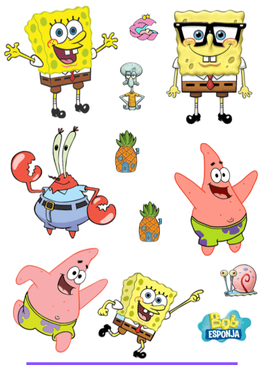 Adesivo bob esponja Cartela 10x13,85cm