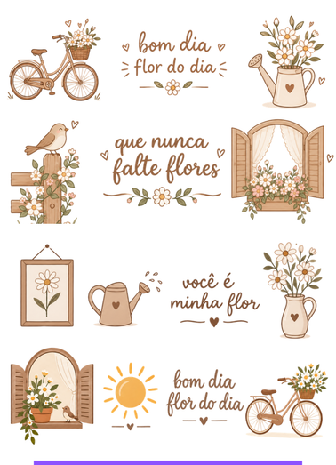 Adesivo frases e flores  Cartela 10x13,85cm