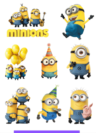 Adesivo minions Cartela 10x13,85cm